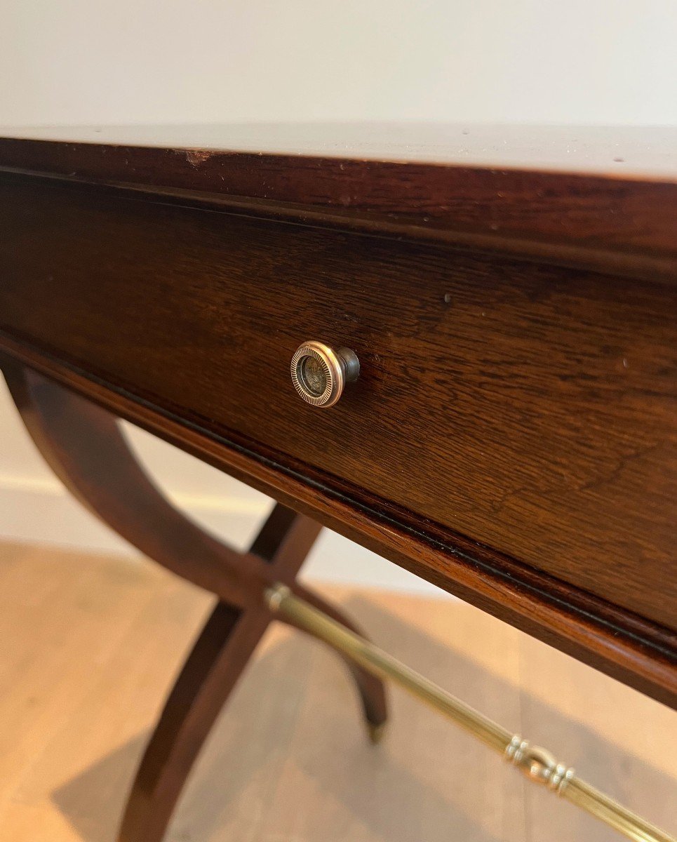 Neoclassical Style Mahogany And Brass Side Table Or Night Stand. French Work -photo-2