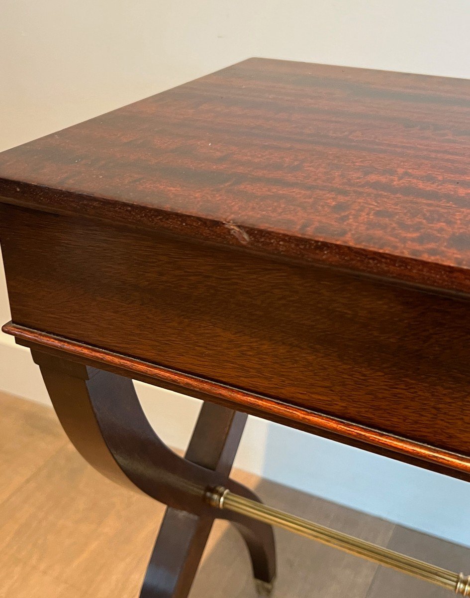 Neoclassical Style Mahogany And Brass Side Table Or Night Stand. French Work -photo-8