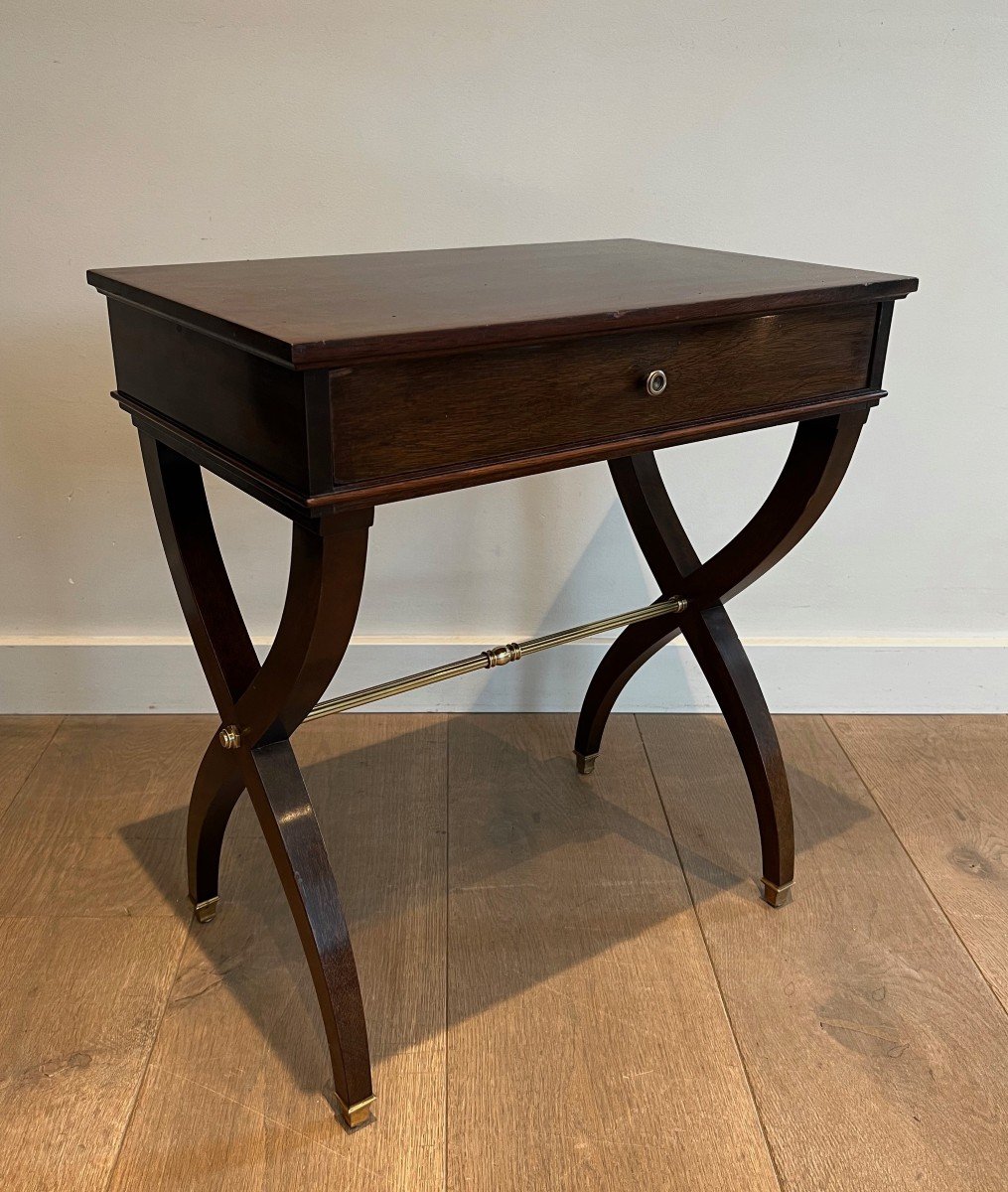 Neoclassical Style Mahogany And Brass Side Table Or Night Stand. French Work 