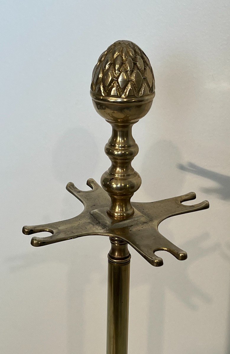 Neoclassical Style Brass Pineapple Fireplace Tools In The Style Of Maison Baguès. -photo-5