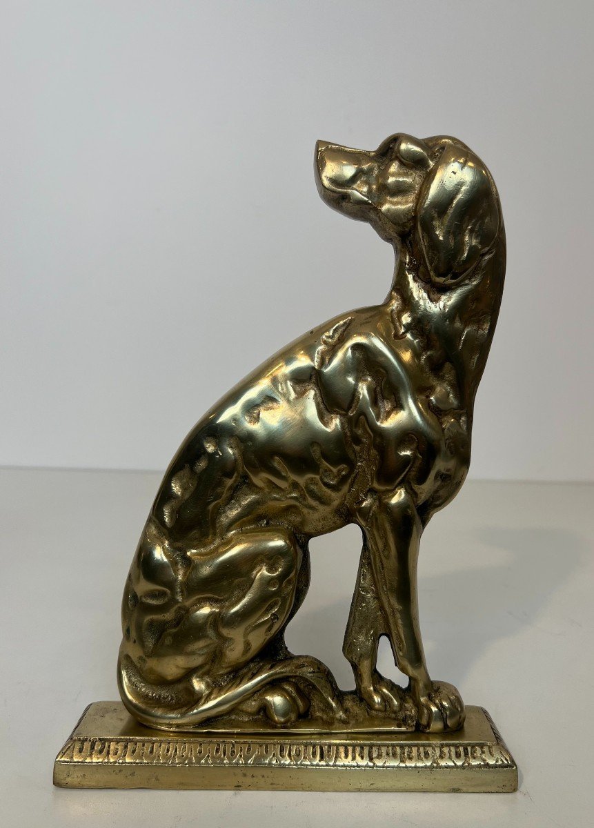 Pair Of Bronze Andirons Representing Dogs. French Work. Circa 1900-photo-4