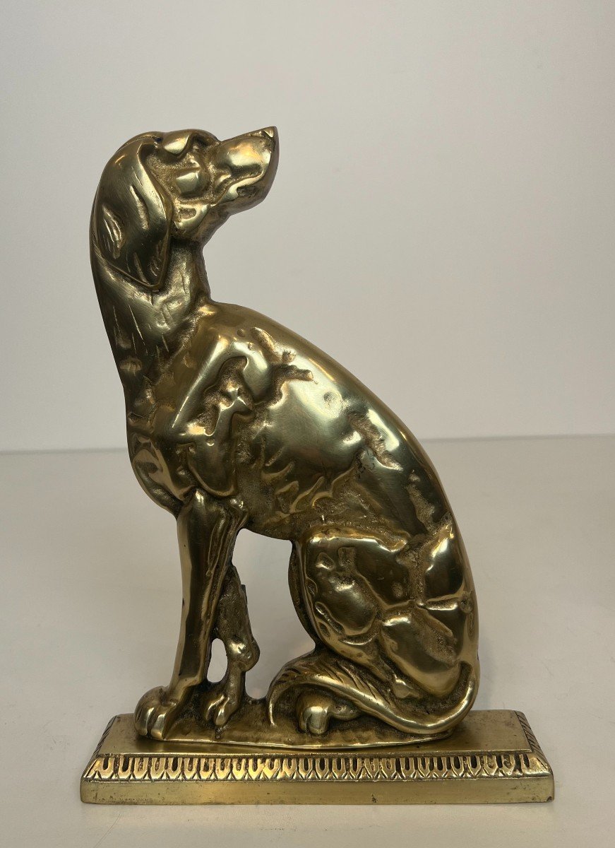 Pair Of Bronze Andirons Representing Dogs. French Work. Circa 1900-photo-1