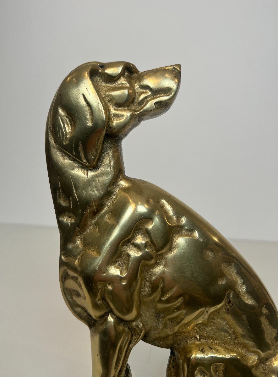 Pair Of Bronze Andirons Representing Dogs. French Work. Circa 1900-photo-2