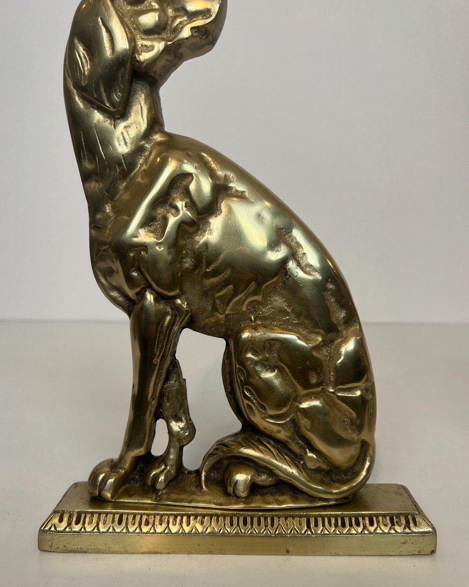 Paire De Chenets En Bronze Représentant Des Chiens. Travail Français. Vers 1900-photo-4