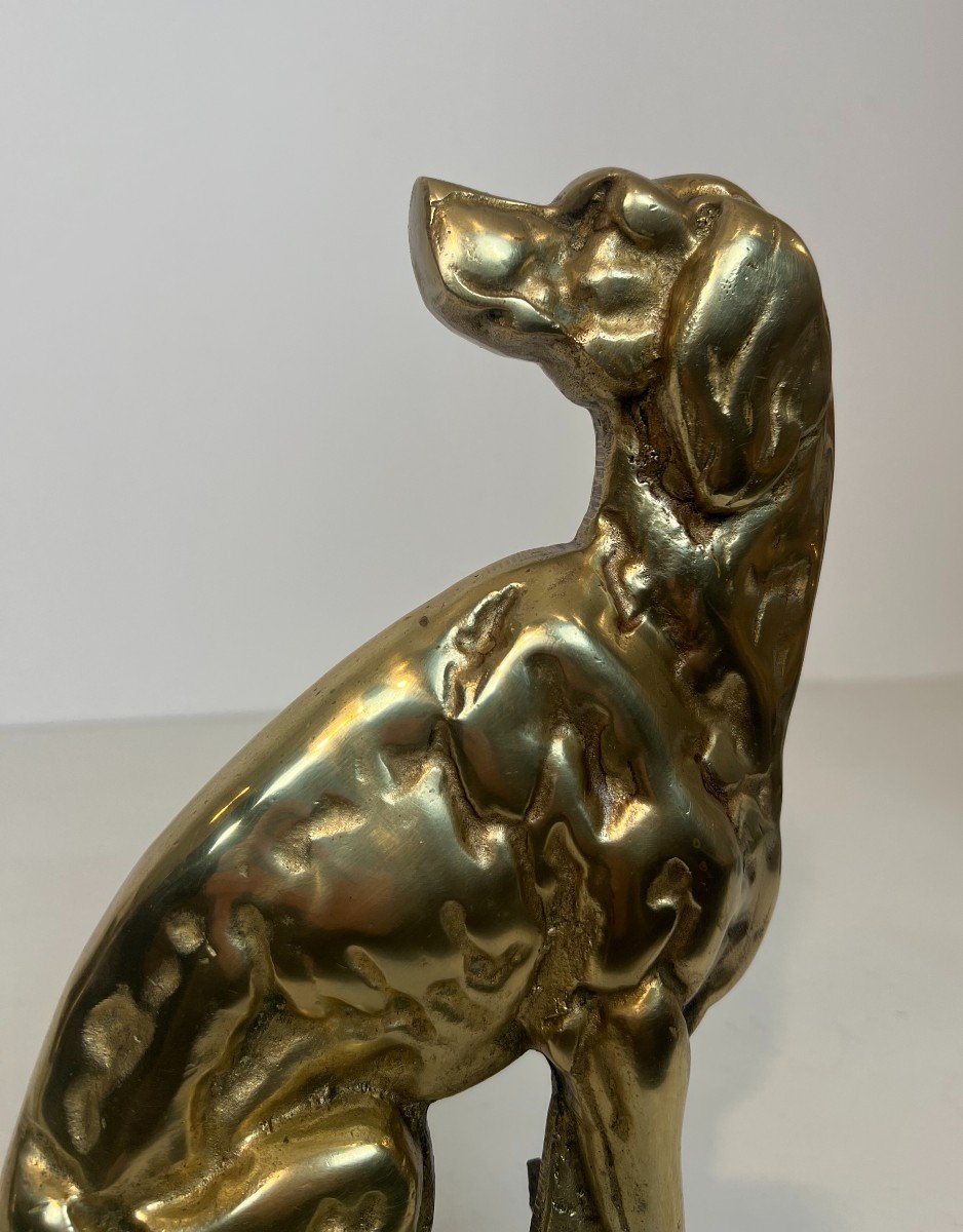 Pair Of Bronze Andirons Representing Dogs. French Work. Circa 1900-photo-5