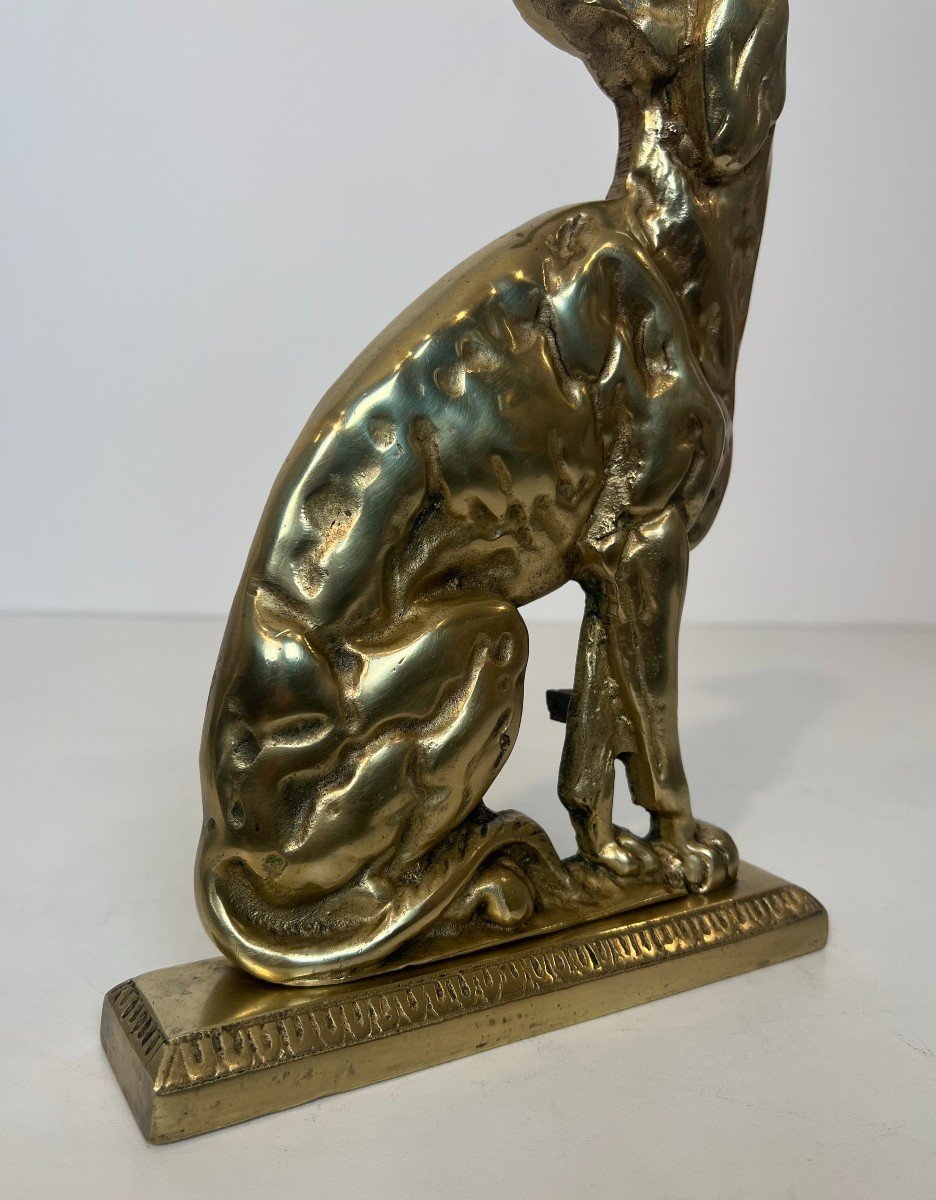 Pair Of Bronze Andirons Representing Dogs. French Work. Circa 1900-photo-6