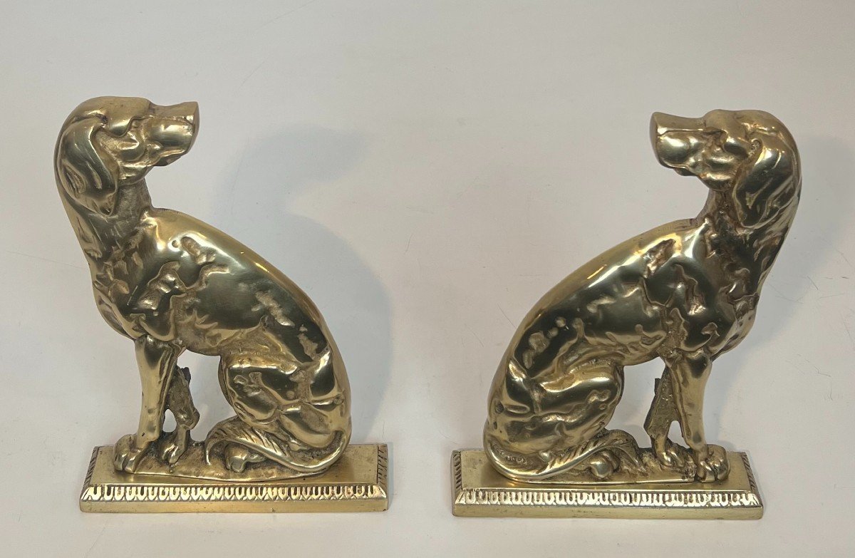 Pair Of Bronze Andirons Representing Dogs. French Work. Circa 1900-photo-7