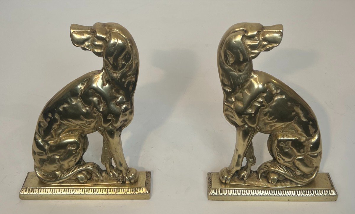 Pair Of Bronze Andirons Representing Dogs. French Work. Circa 1900-photo-8