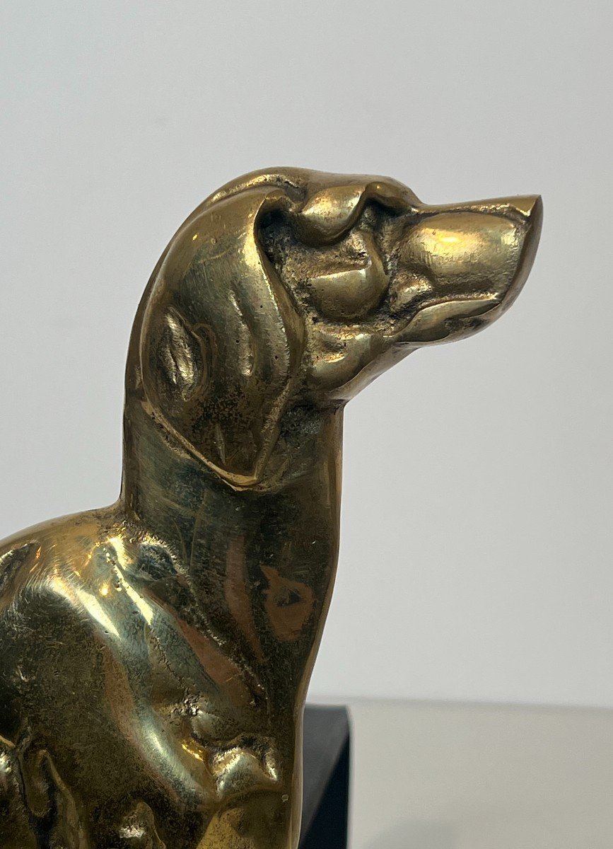 Pair Of Chiseled Bronze Andirons Representing Dogs From Art Deco Period-photo-4