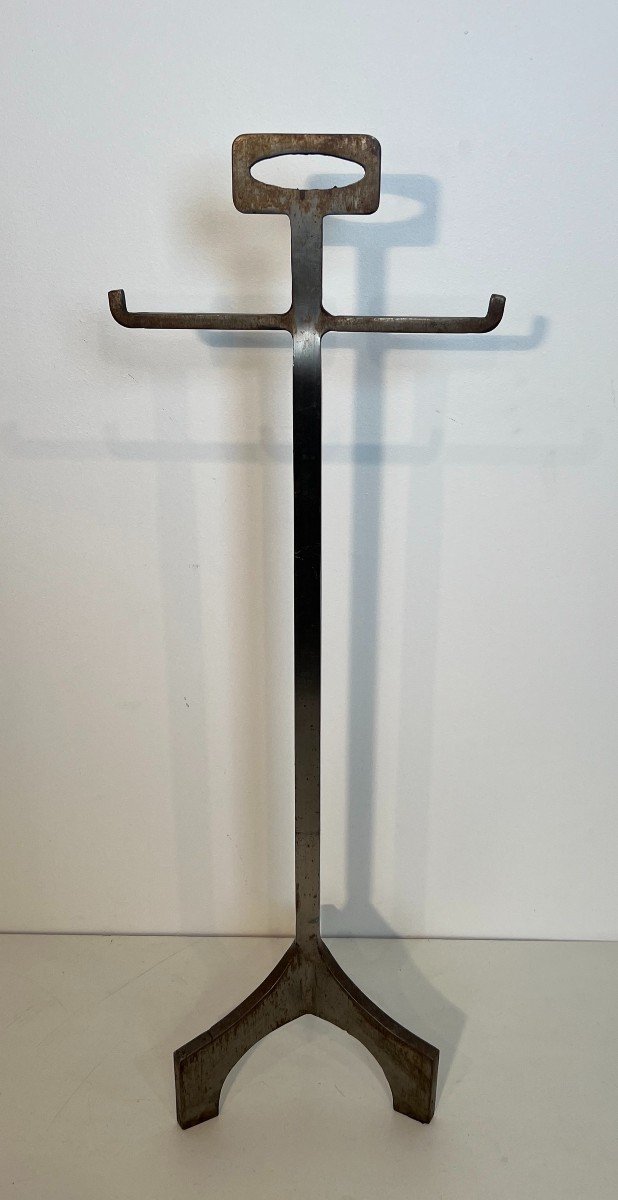 Modernist Steel Fireplace Tools On Stand. French Work. Circa 1970-photo-4