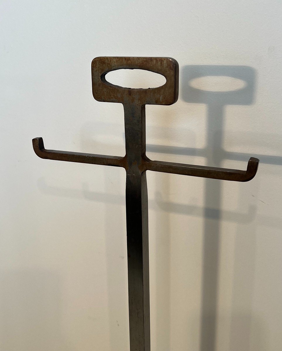 Modernist Steel Fireplace Tools On Stand. French Work. Circa 1970-photo-5