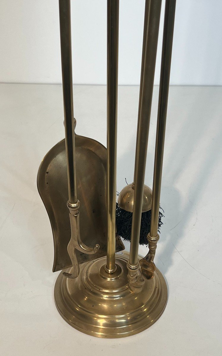 Pair Of Modernist Cast Iron And Wrought Iron Andirons. French Work By Raymond Subes. Circa 1940-photo-1