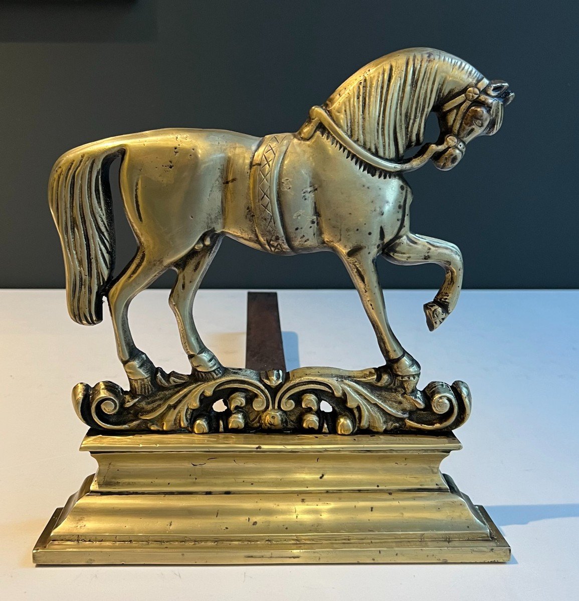 Paire De Chenets Aux Chevaux En Bronze. Travail Français. Vers 1900-photo-2