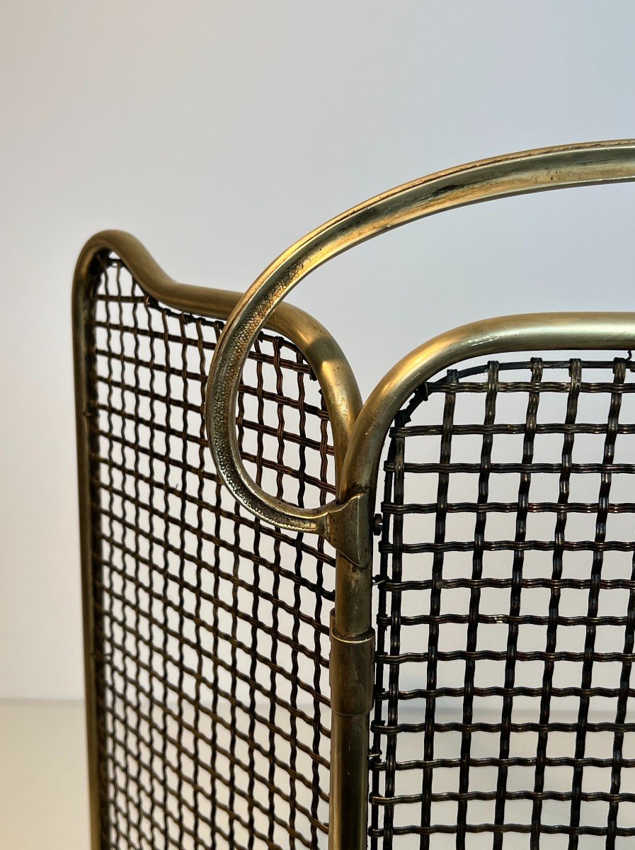 Brass And Grilling Fireplace Screen. French Work From Art Nouveau Period. Circa 1900-photo-2