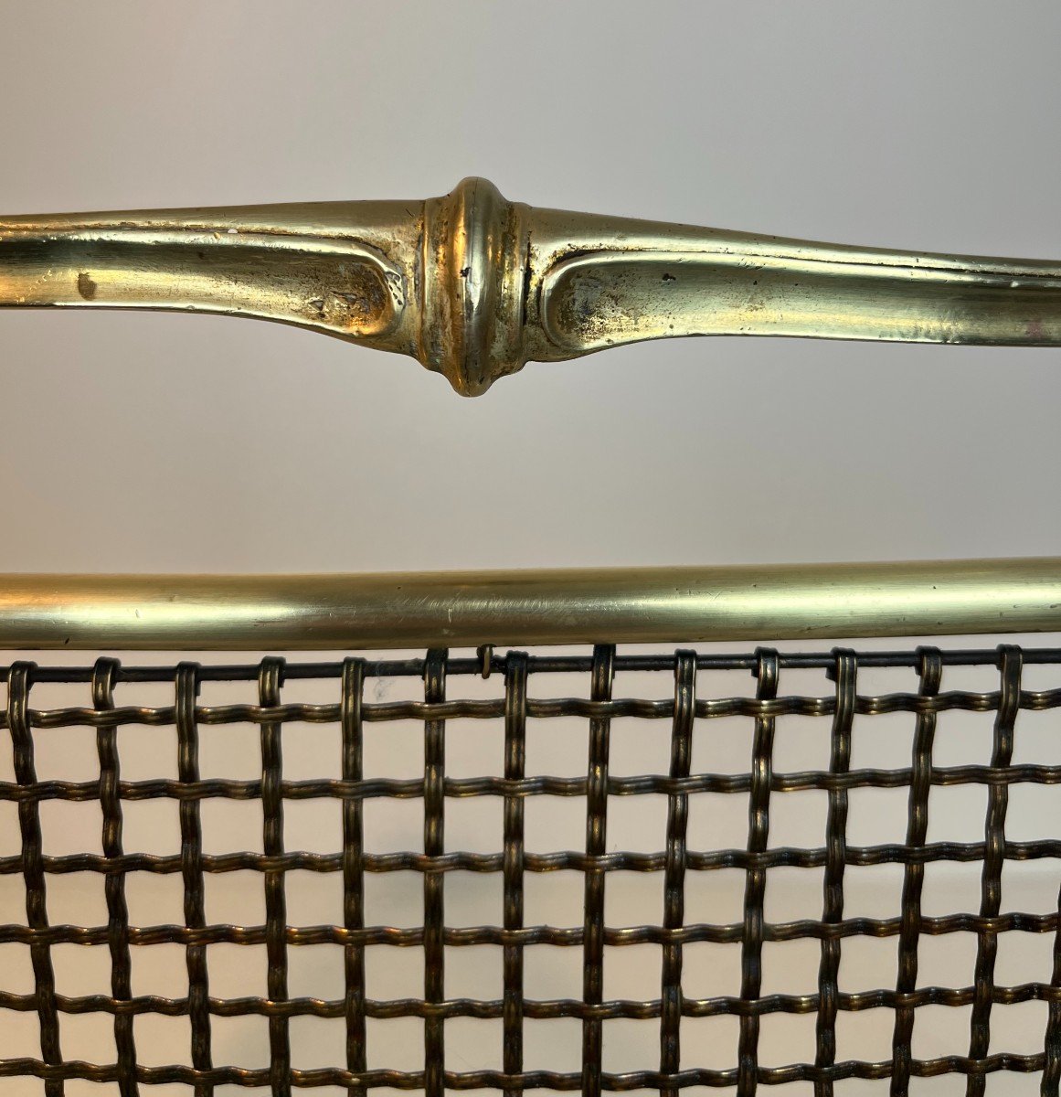 Brass And Grilling Fireplace Screen. French Work From Art Nouveau Period. Circa 1900-photo-3