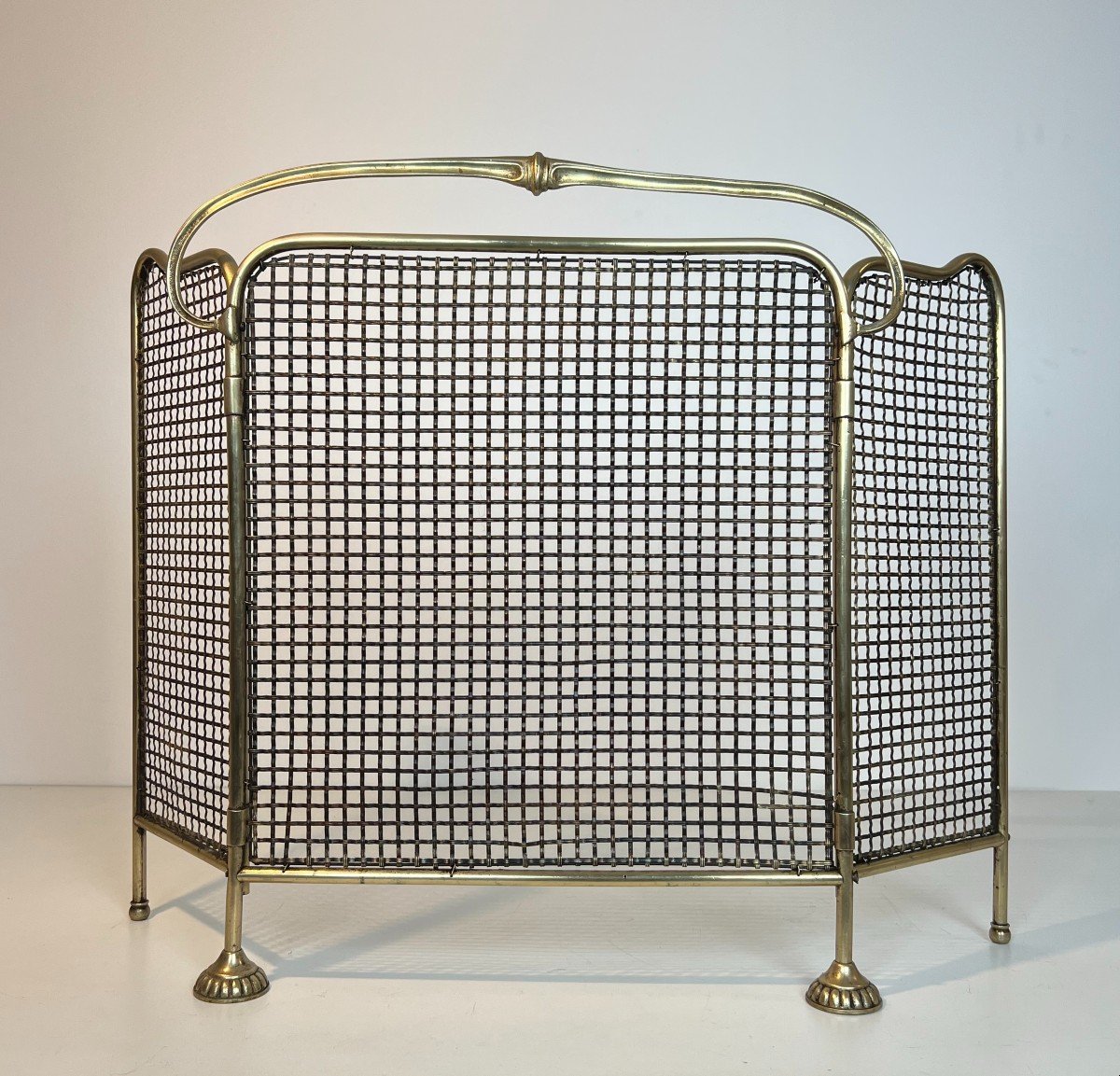 Brass And Grilling Fireplace Screen. French Work From Art Nouveau Period. Circa 1900-photo-8