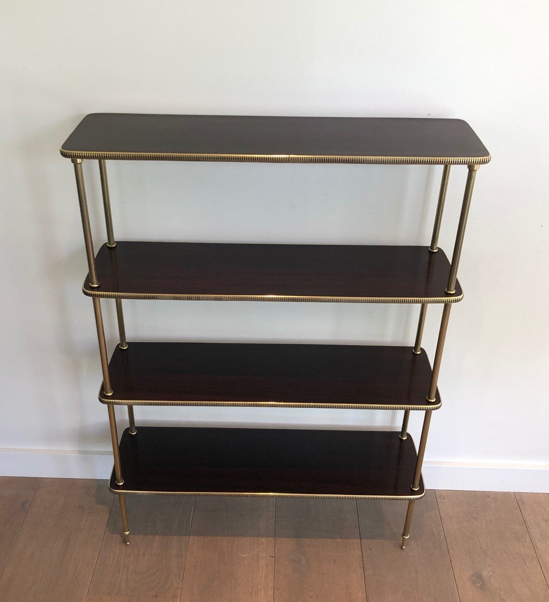 Neoclassical Style Mahogany And Brass Shelves Unit In The Style Of Maison Jansen-photo-2