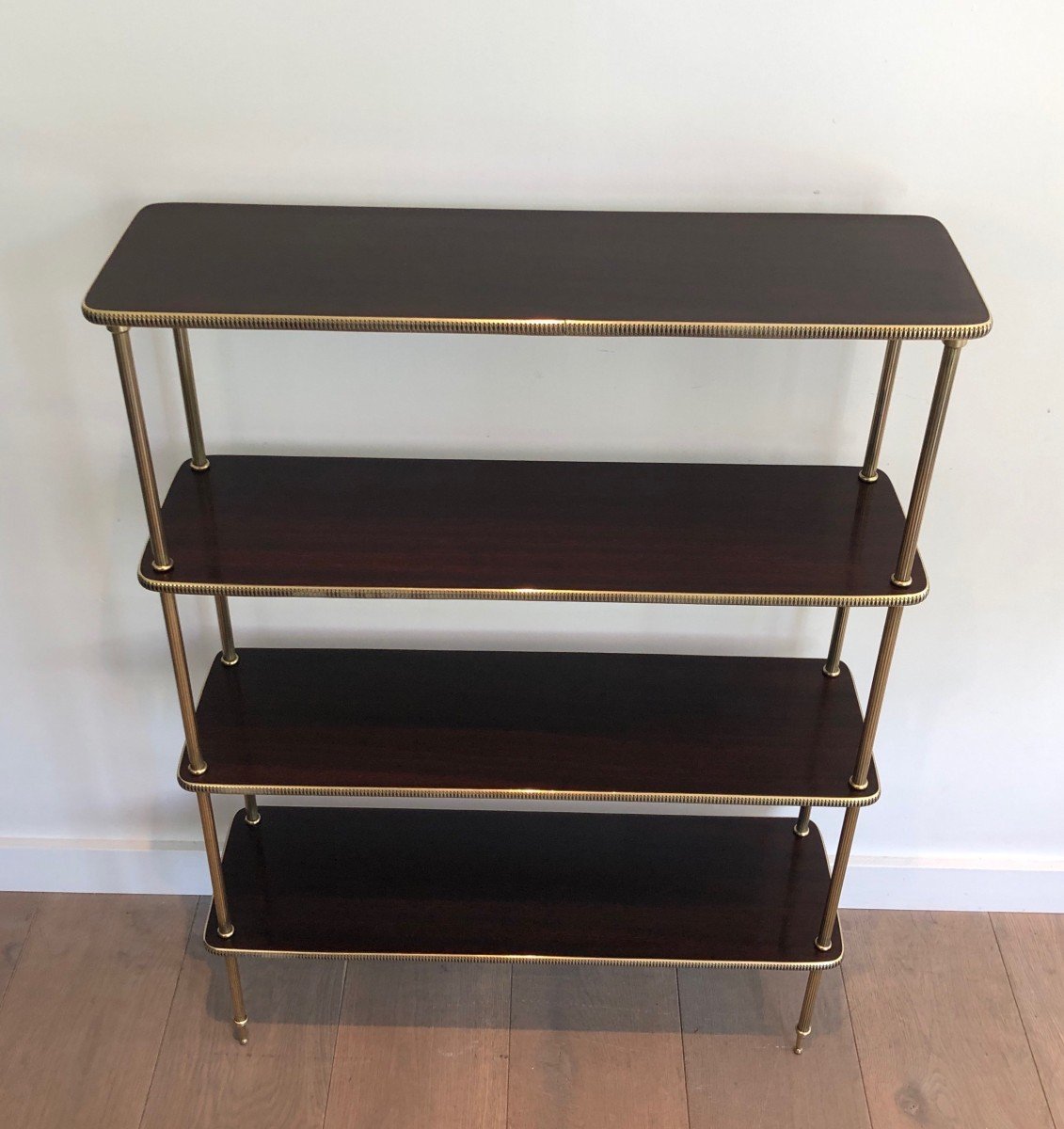 Neoclassical Style Mahogany And Brass Shelves Unit In The Style Of Maison Jansen-photo-3