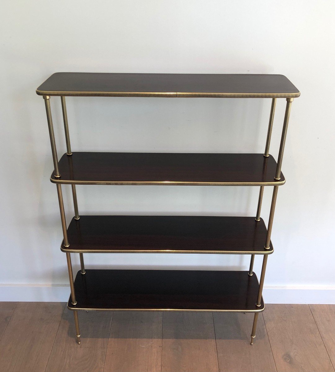 Neoclassical Style Mahogany And Brass Shelves Unit In The Style Of Maison Jansen-photo-7