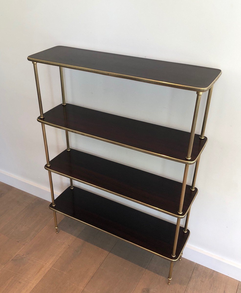 Neoclassical Style Mahogany And Brass Shelves Unit In The Style Of Maison Jansen