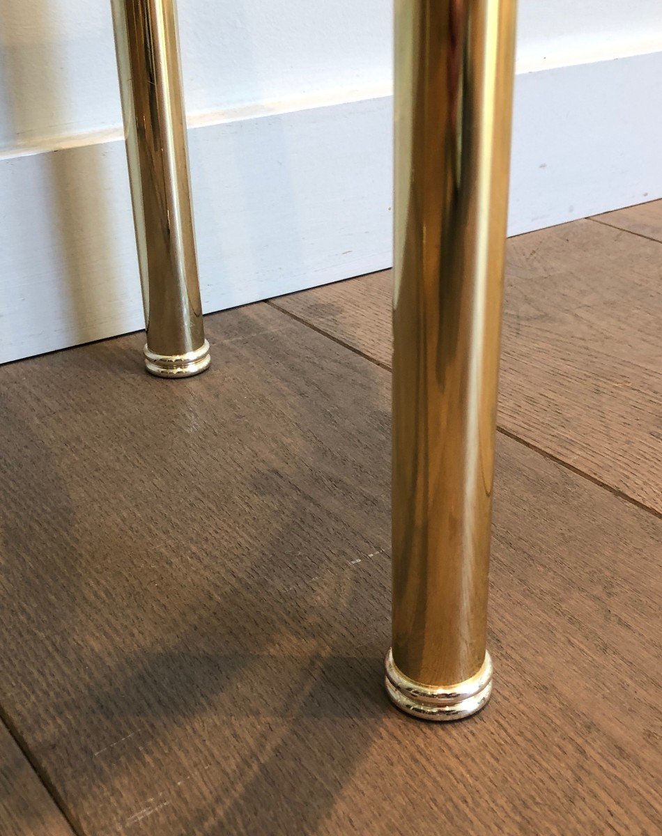 Pair Of Rounded Brass And Silvered Side Tables. French Work. Circa 1970-photo-7