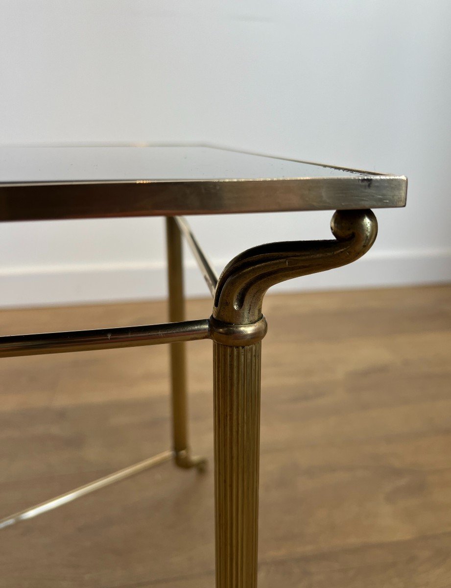 Rectangular Brass Coffee Table With Black Lacquered Glass Top. French Work In The Style Of Mais-photo-5