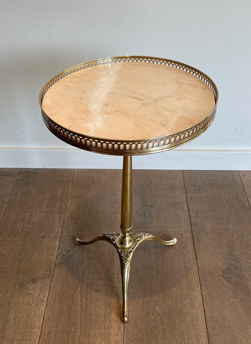 Neoclassical Style Brass Gueridon With Marble Top. French Work Attributed To Maison Jansen. -photo-8