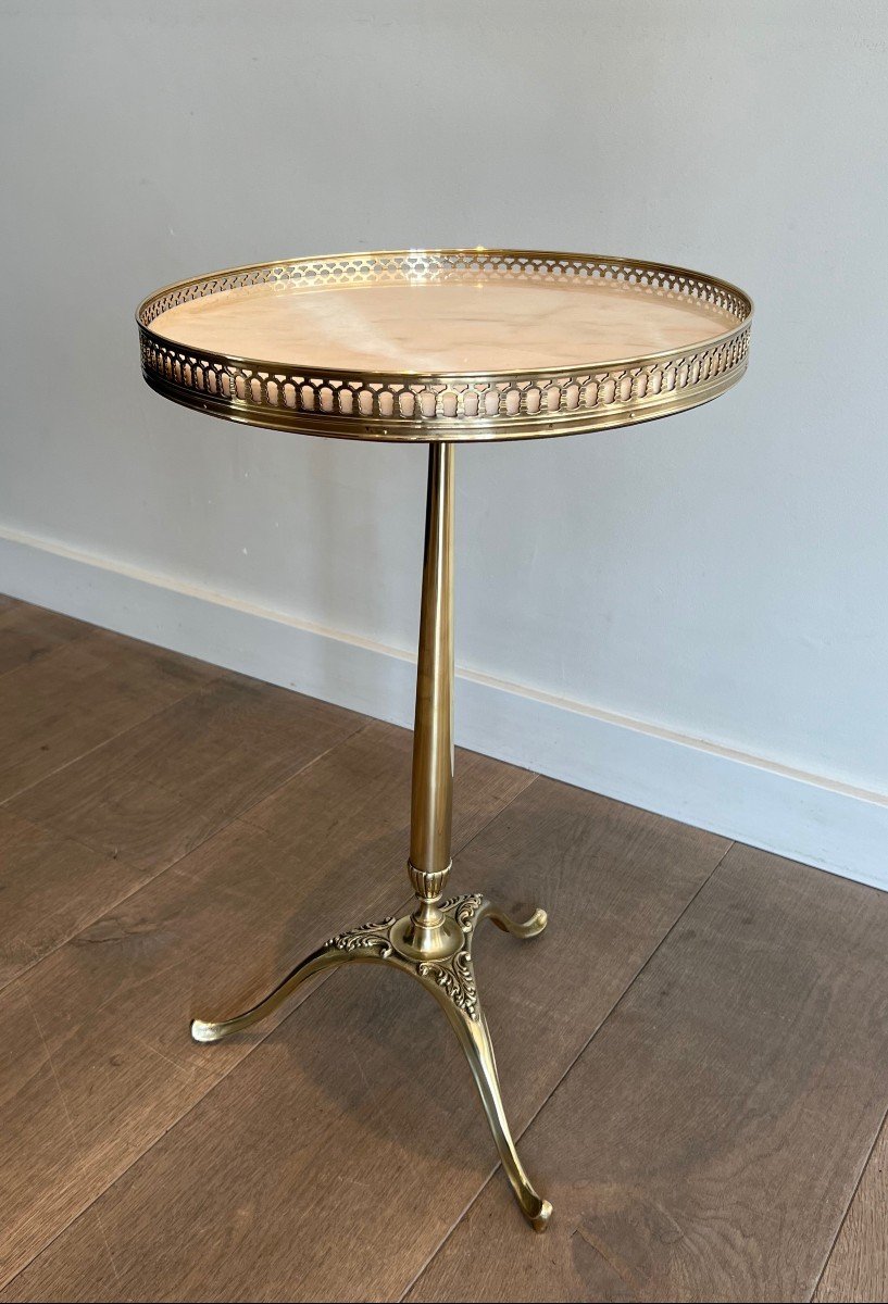 Neoclassical Style Brass Gueridon With Marble Top. French Work Attributed To Maison Jansen. 