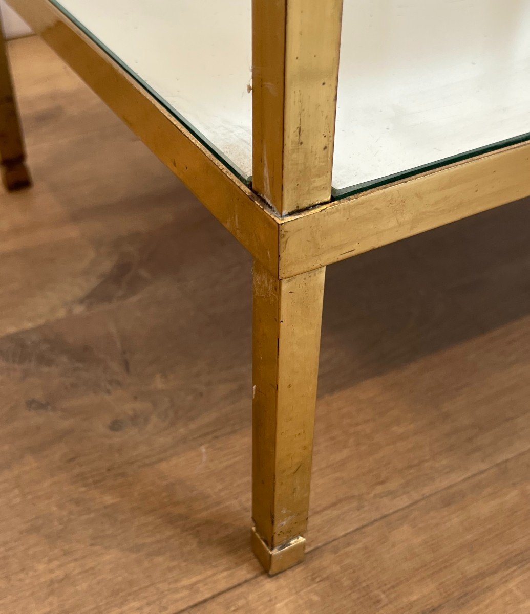 Pair Of Gilt Brass Side Tables With Mirror Tops. Gfrench Work. Circa 1970-photo-7