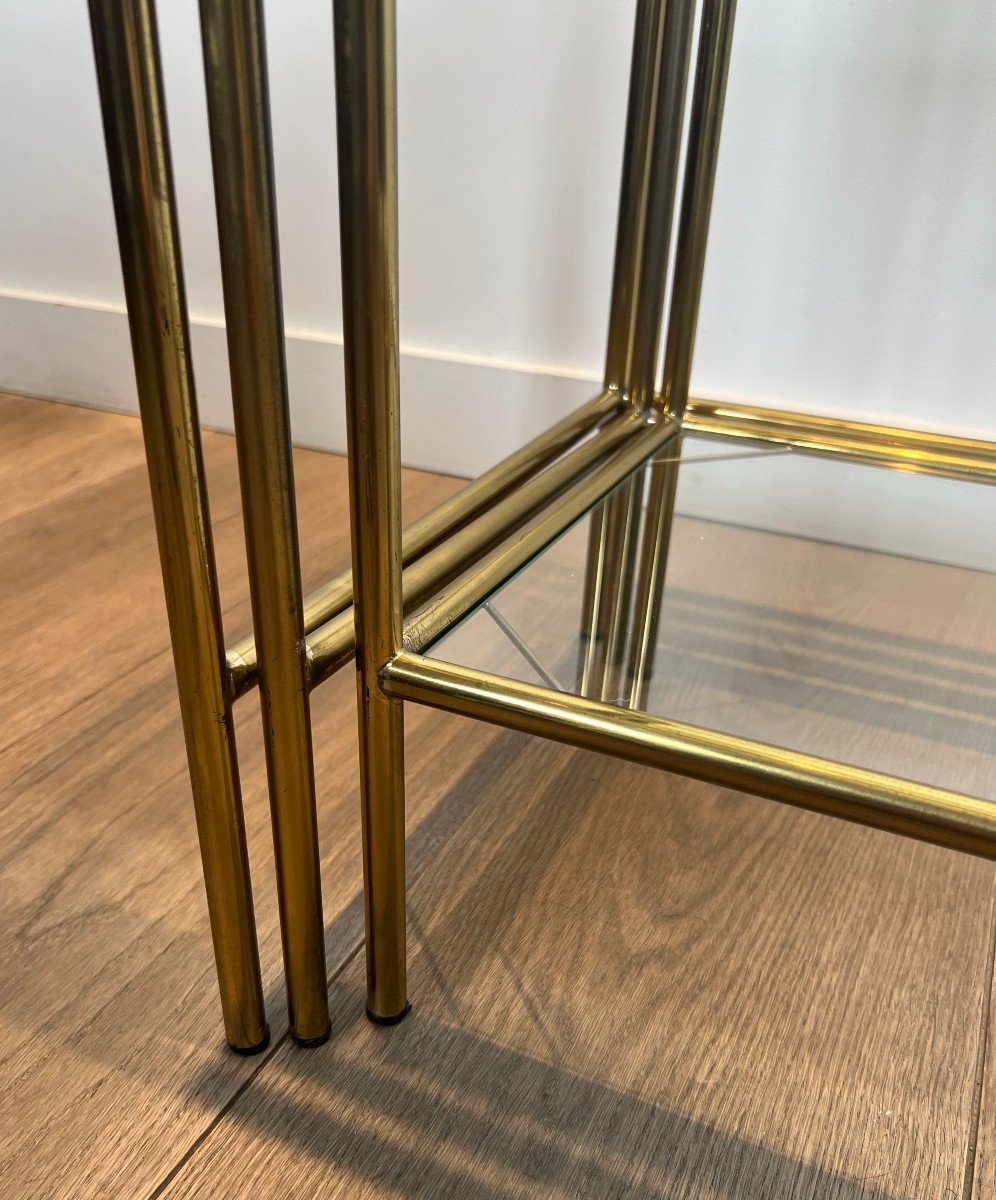 Neoclassical Style Brass Nesting Tables. French Work. Circa 1940-photo-7