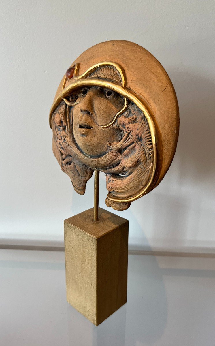 Terracotta Sculpture. Belgian Work Signed In Hollow Jvc And Bearing A Jean-claude Vanhaecke -photo-1