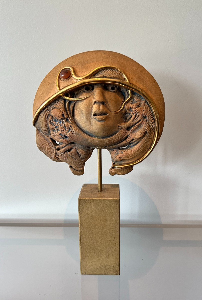 Terracotta Sculpture. Belgian Work Signed In Hollow Jvc And Bearing A Jean-claude Vanhaecke 