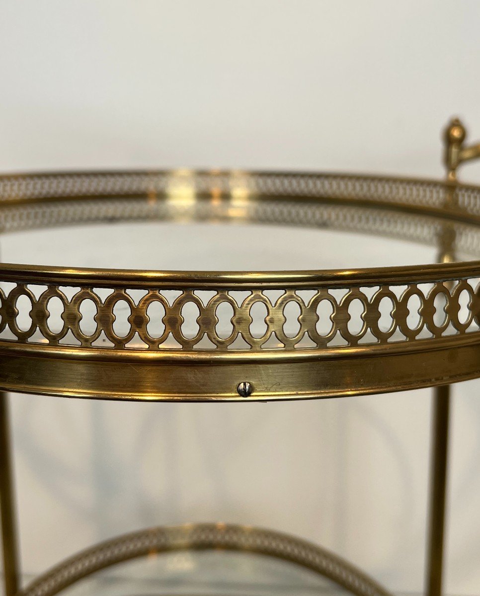 Neoclassical Style Oval Brass Drinks Trolley. French Work By Maison Jansen. Circa 1940-photo-1