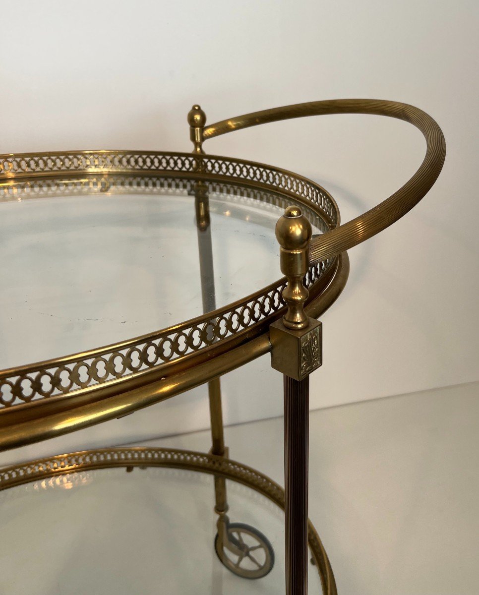 Neoclassical Style Oval Brass Drinks Trolley. French Work By Maison Jansen. Circa 1940-photo-2