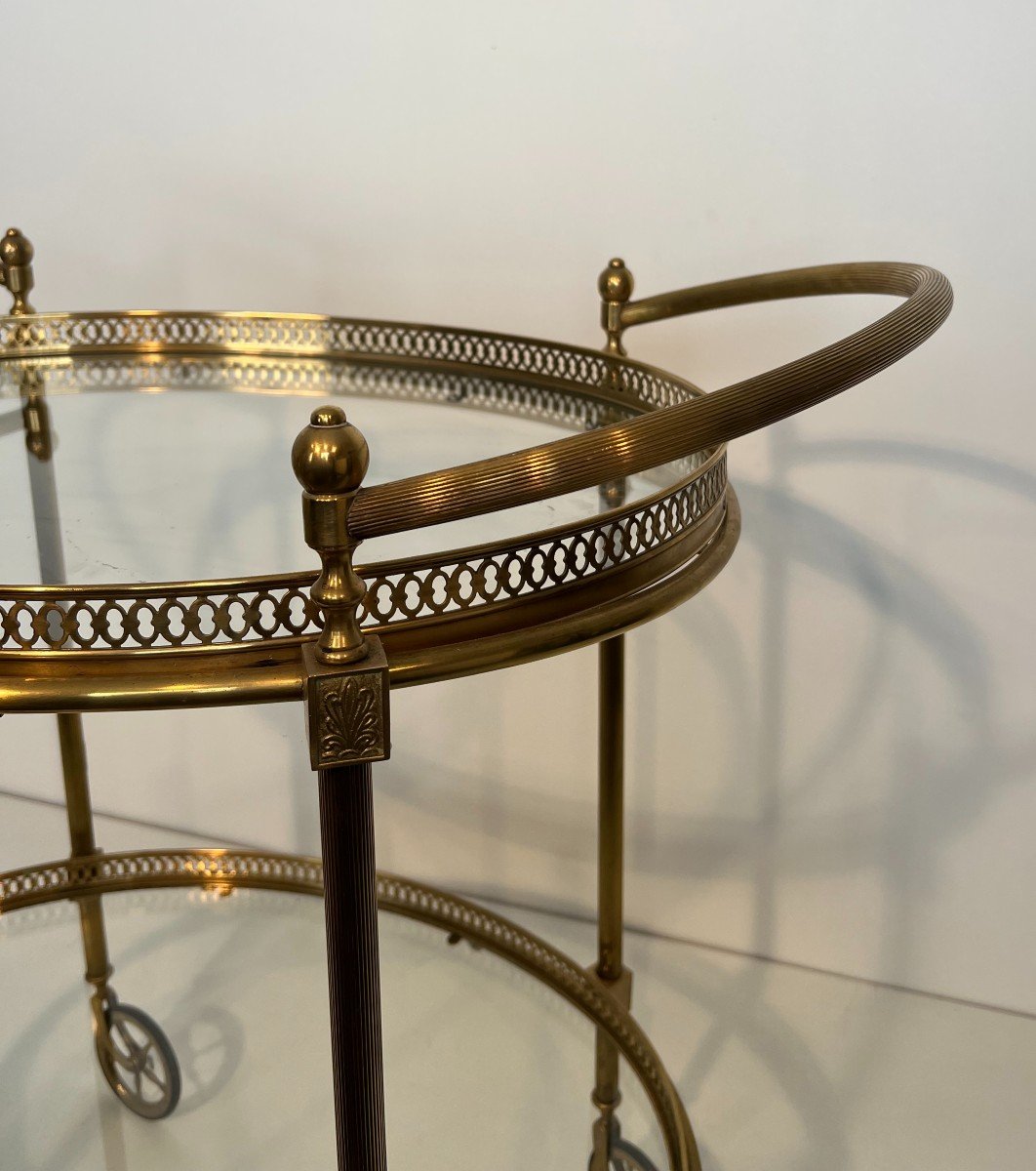 Neoclassical Style Oval Brass Drinks Trolley. French Work By Maison Jansen. Circa 1940-photo-3