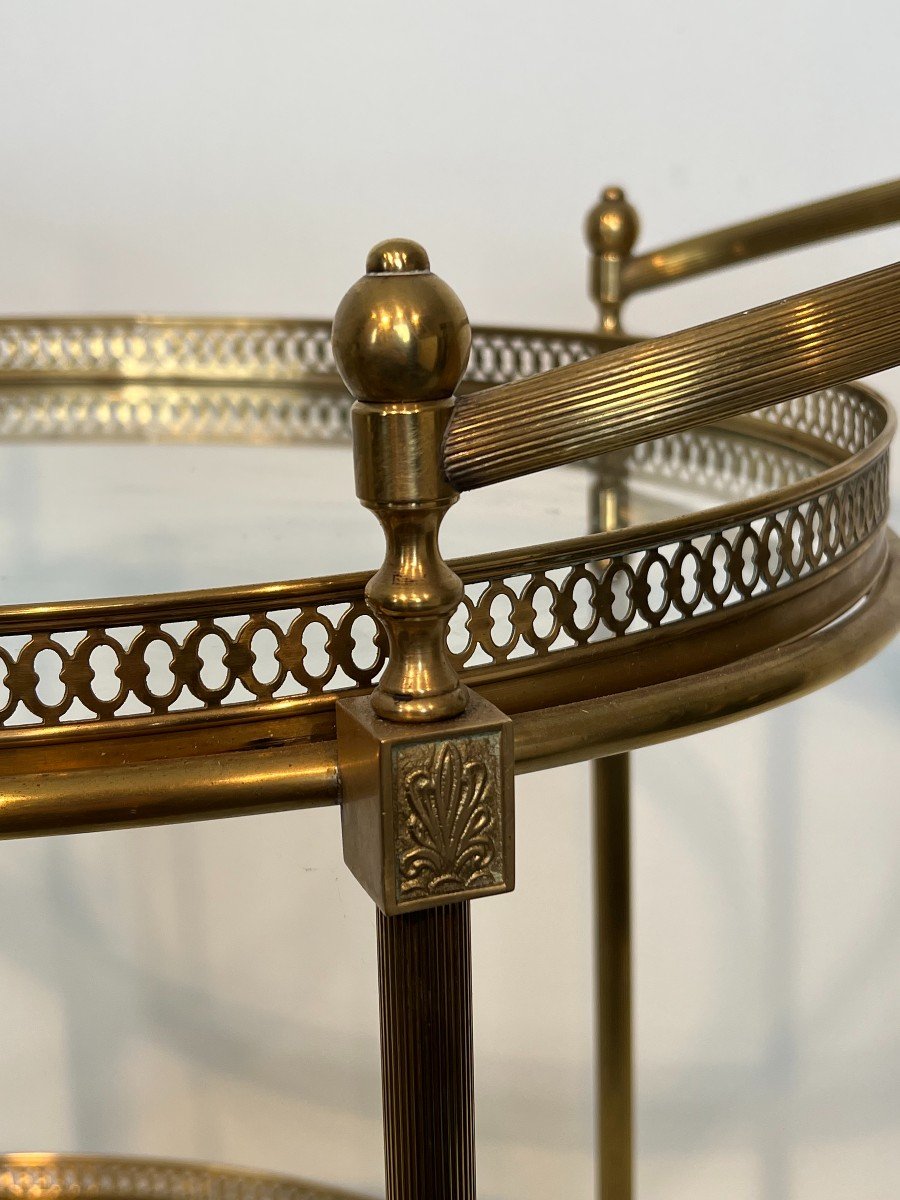 Neoclassical Style Oval Brass Drinks Trolley. French Work By Maison Jansen. Circa 1940-photo-4