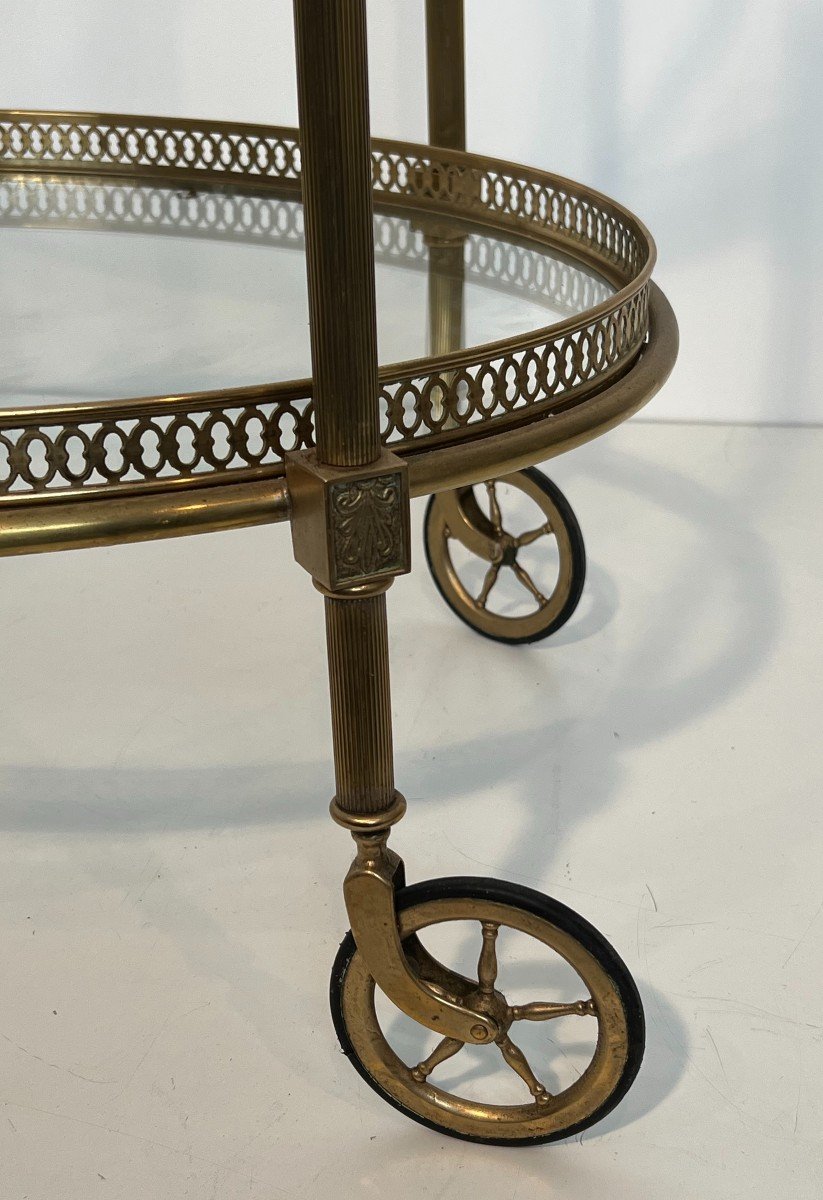 Neoclassical Style Oval Brass Drinks Trolley. French Work By Maison Jansen. Circa 1940-photo-6