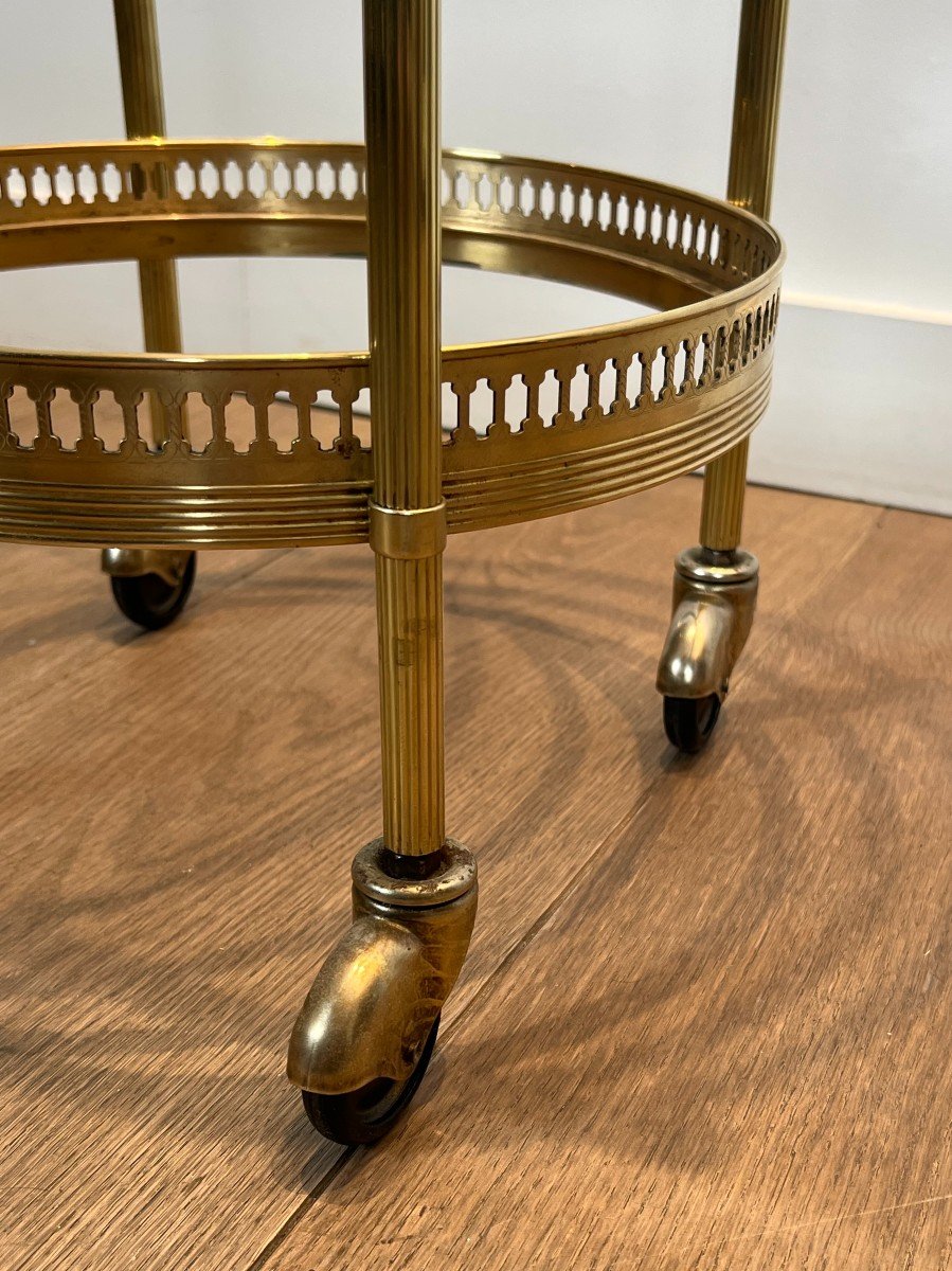 Pair Of Round Side Tables With Removable Upper Trays. French Work By Maison Jansen. Circa 1940-photo-7