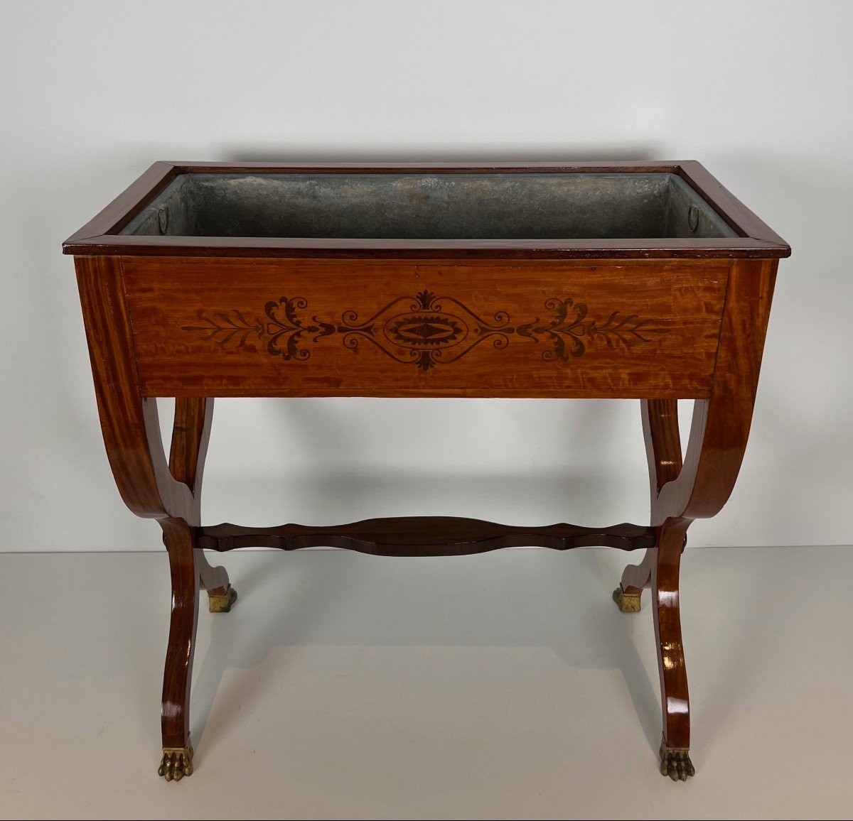 Mahogany Planter With Amaranth Inlay, "x" Base And Bronze Claw Feet From The Charles X Period-photo-3