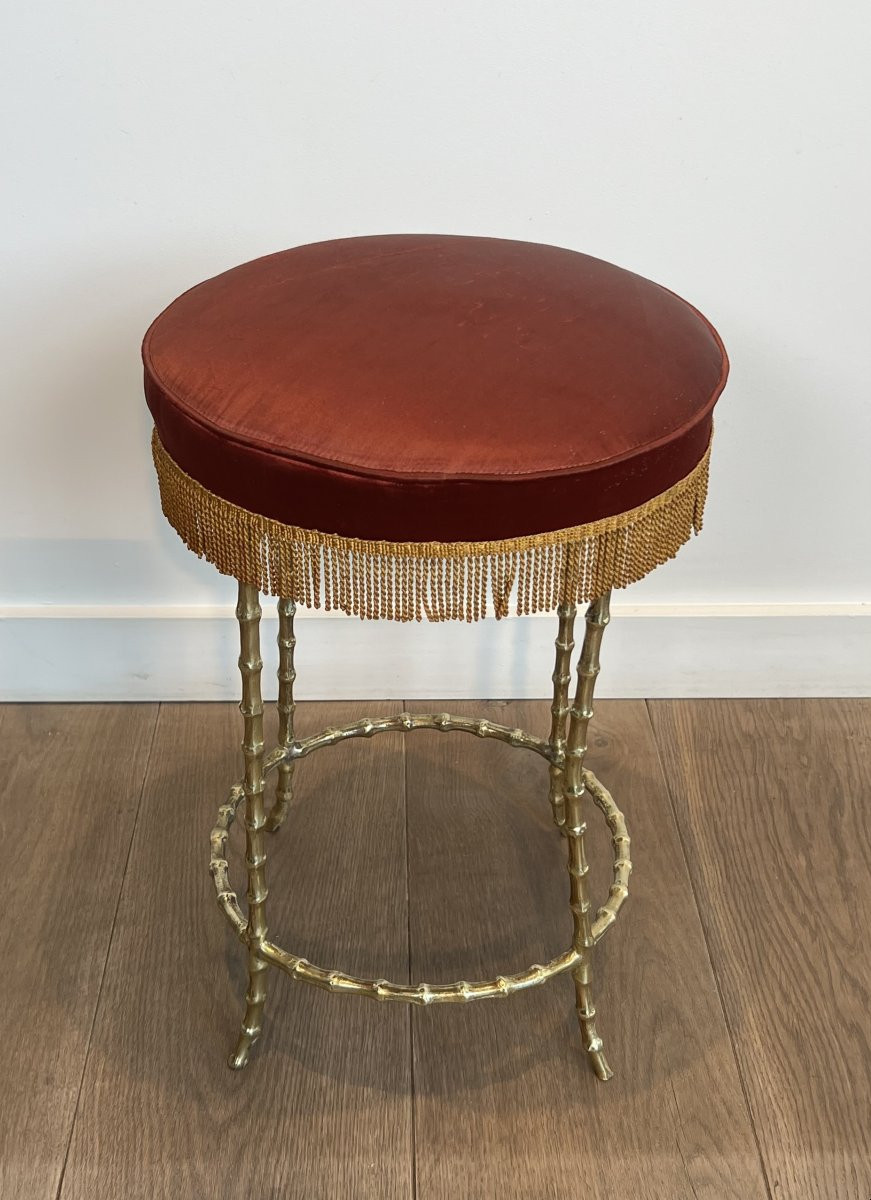 Faux Bamboo Bronze Stool. French Work By Maison Baguès. Circa 1940-photo-4