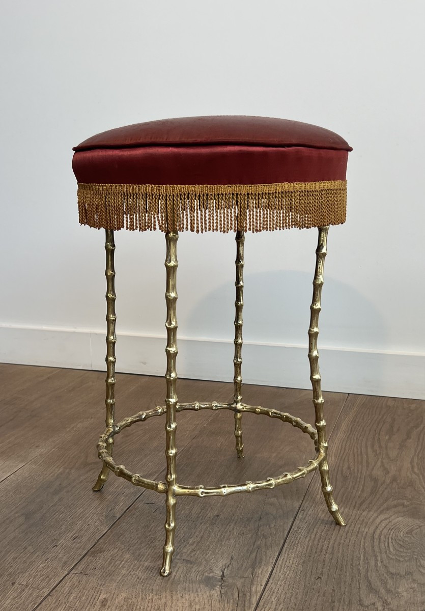 Tabouret En Bronze Façon Faux-bambou. Travail Français De La Maison Baguès. Vers 1940