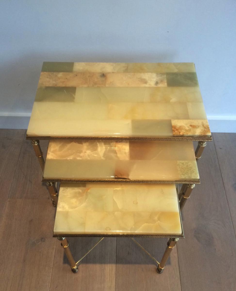 Suite 3 Nesting Tables Brass. Around 1960-photo-4