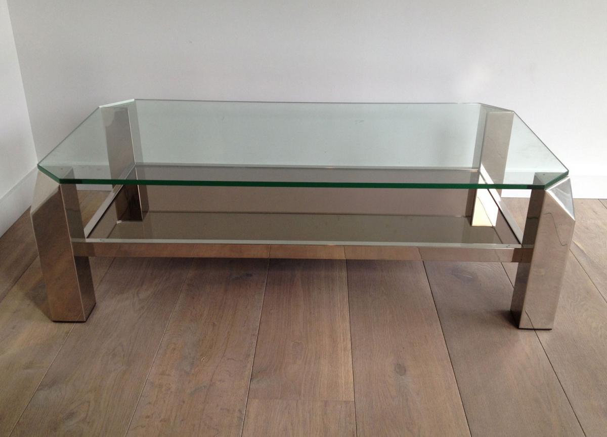 Very Beautiful Low Table Design Chromed Base.-photo-2