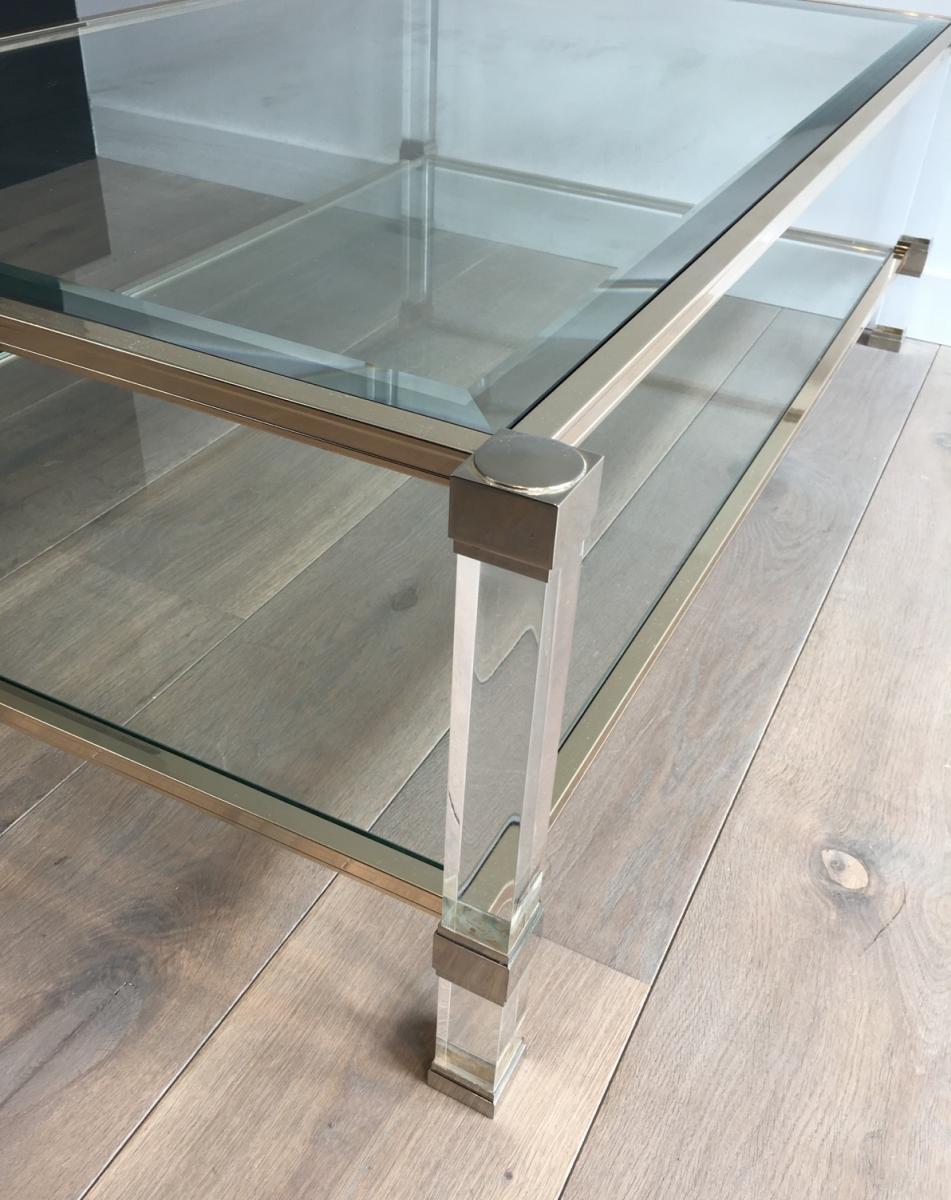 Grande Table Basse en Plexiglass et Chrome. -photo-4