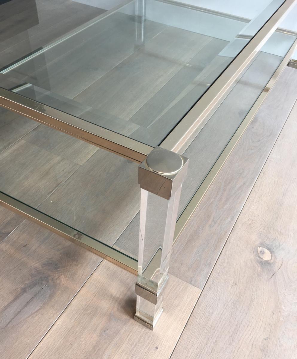Grande Table Basse en Plexiglass et Chrome. -photo-5
