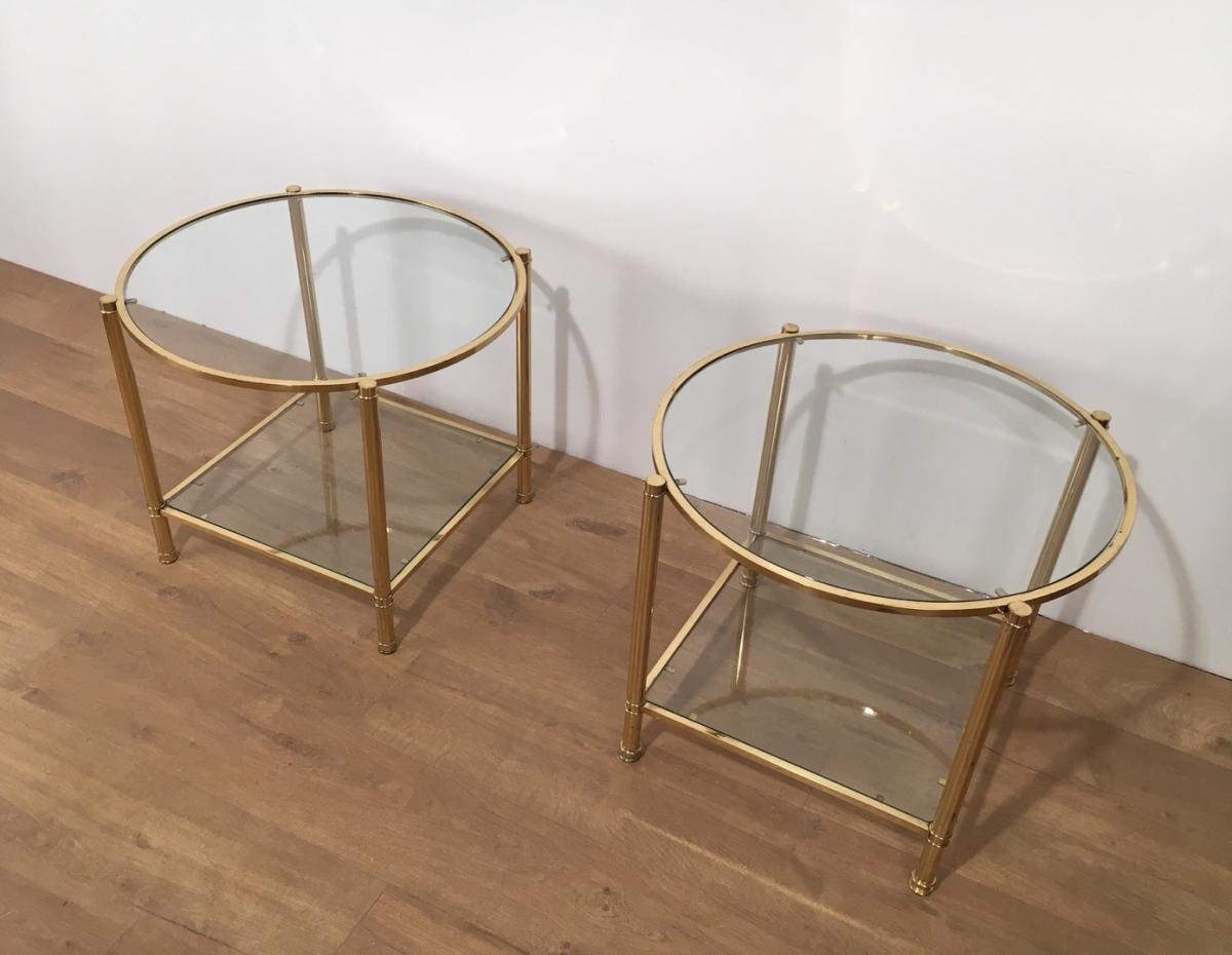 Pair Of Brass Round Sofa Tips.-photo-4