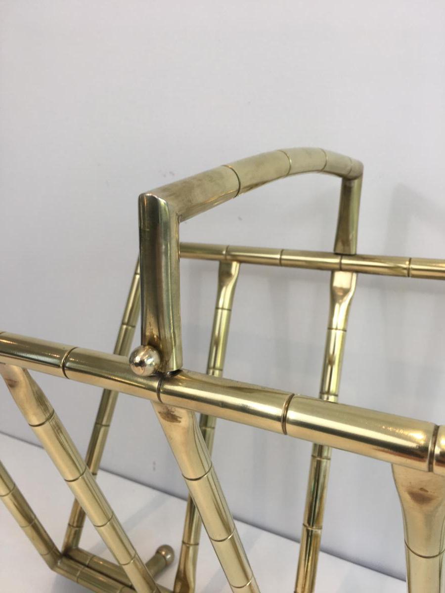 Magazine Rack Way Faux-bamboo Brass.-photo-1