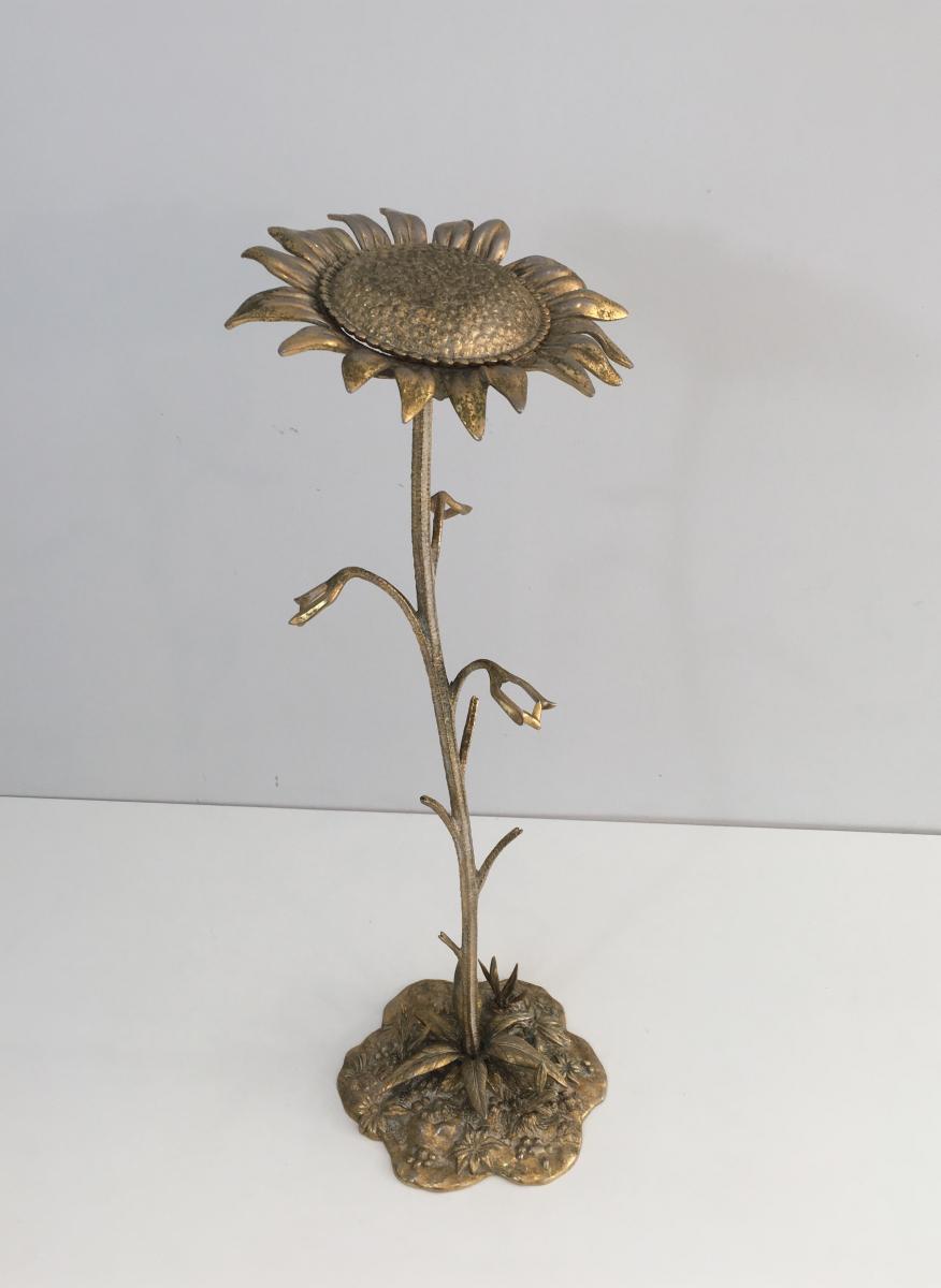 Bronze Decorative Element Representing A Sunflower. Around 1960