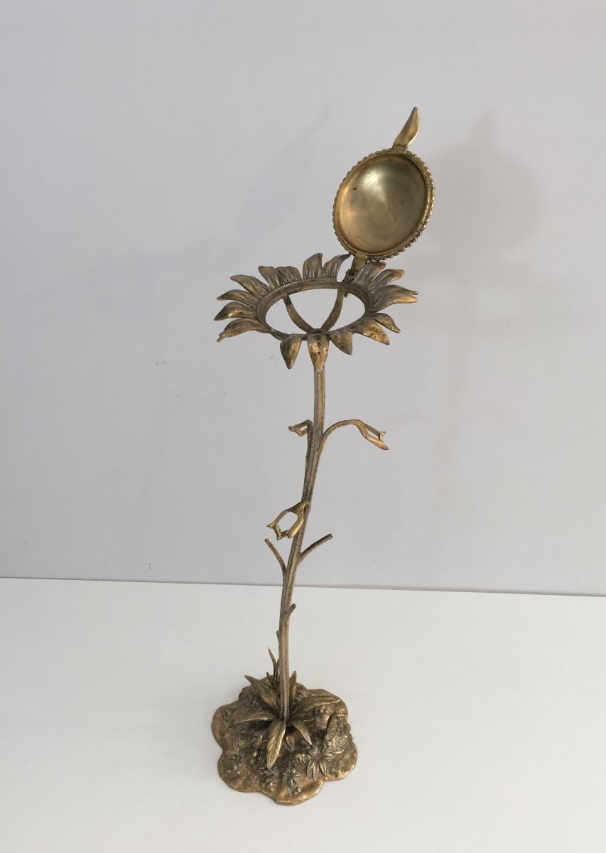 Bronze Decorative Element Representing A Sunflower. Around 1960-photo-4