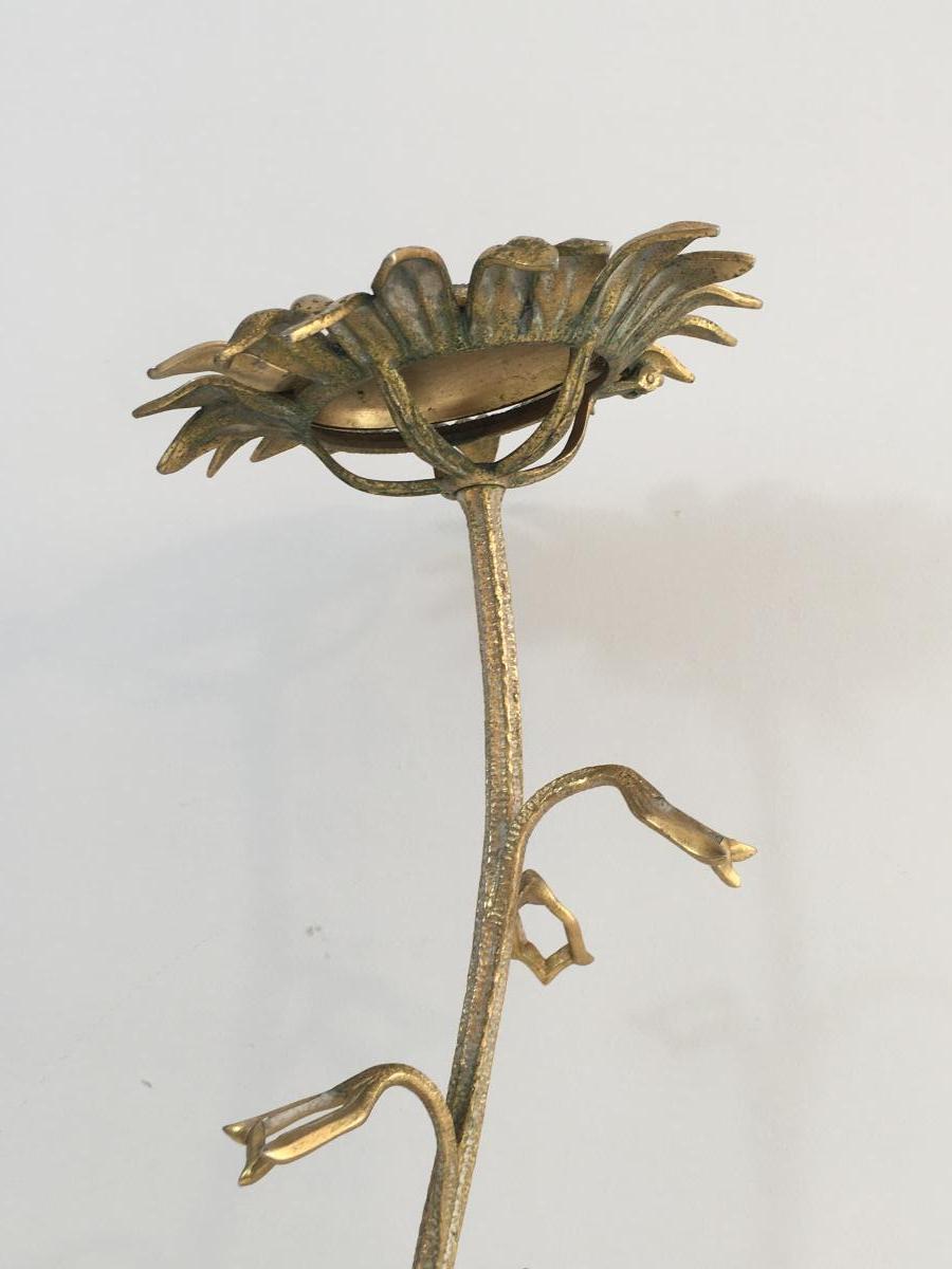 Bronze Decorative Element Representing A Sunflower. Around 1960-photo-8